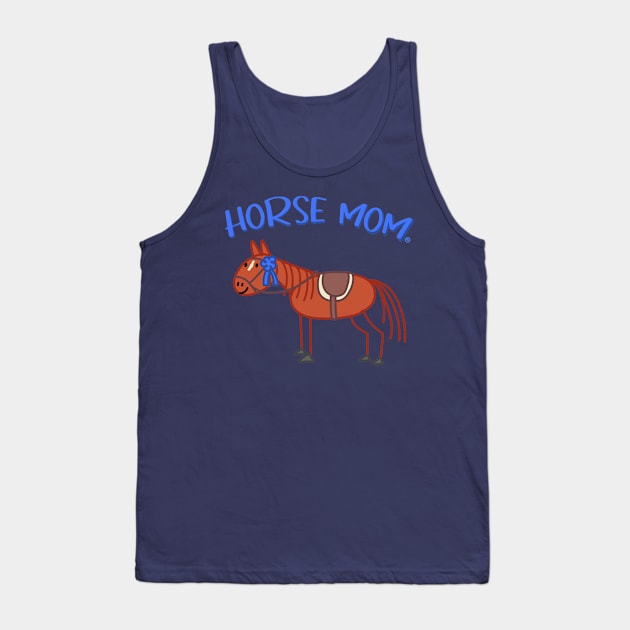 Horse Mom - Cute English Chestnut Horse Doodle Tank Top by Nuclear Red Headed Mare